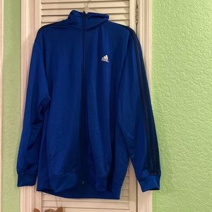 Adidas Men’s Blue and Black Zip-Up Sweatshirt Large